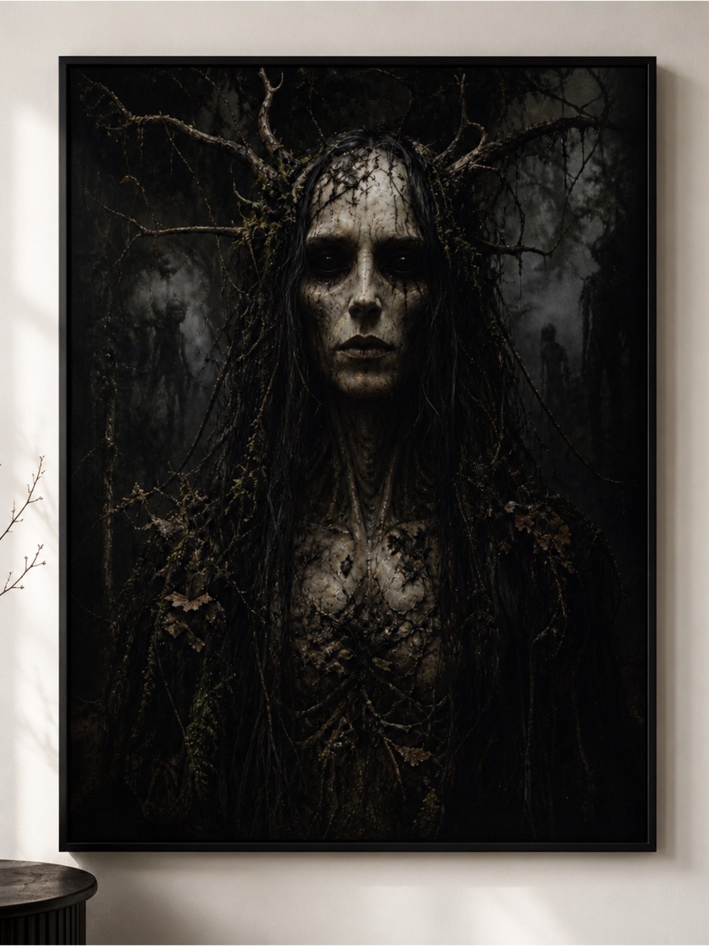 16x20 Haunting Forest Spirit Wall Art Print in Black and Brown